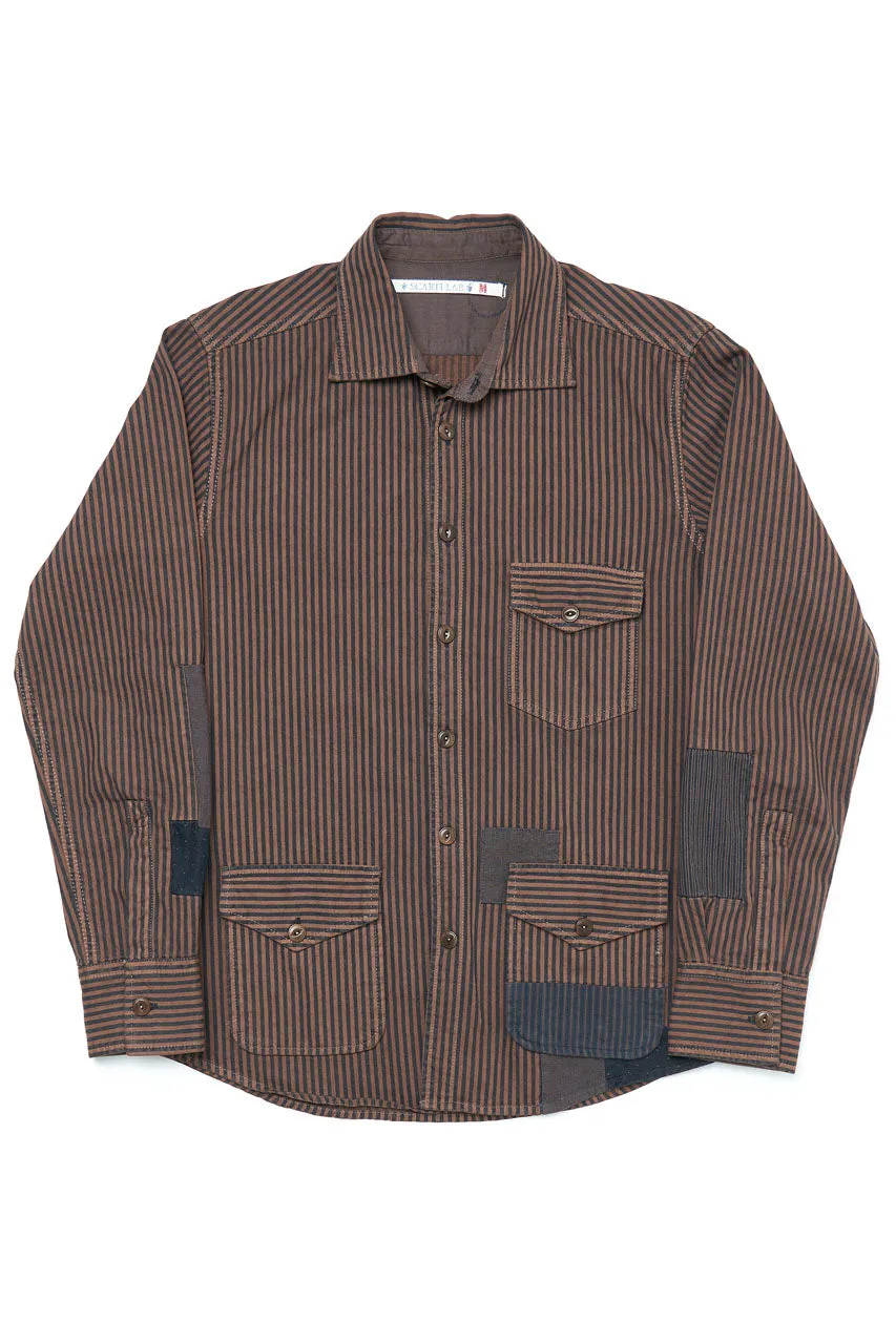 Scarti Lab Shirt/Jacket 401-SM225 Brown Stripe Overdyed B(N)B Collection