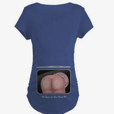 Scoop Print Long Sleeves Regular Pregnant T-shirt