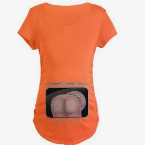 Scoop Print Long Sleeves Regular Pregnant T-shirt