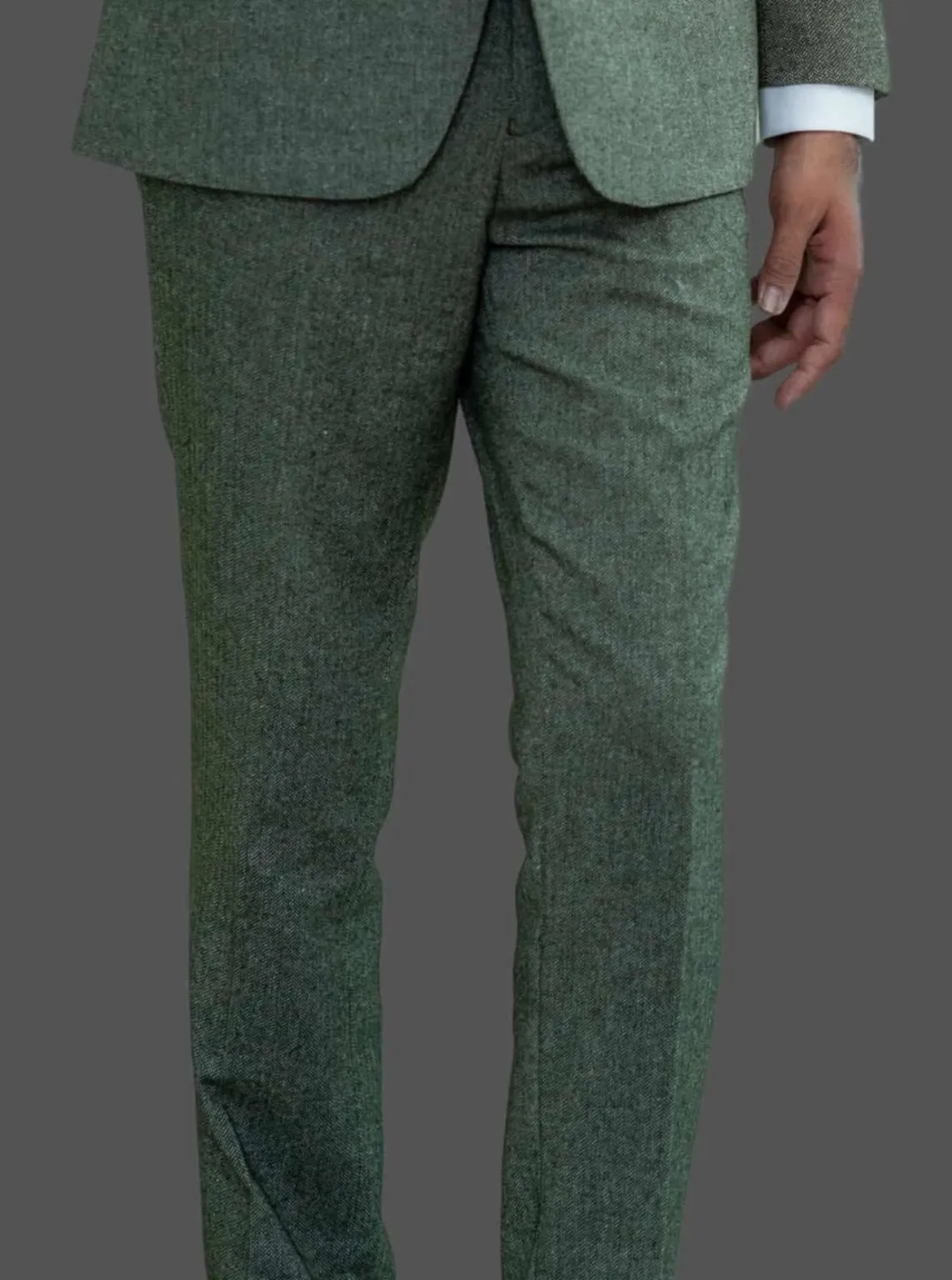 Skopes Jude Sage Herringbone Tweed Tailored Trousers
