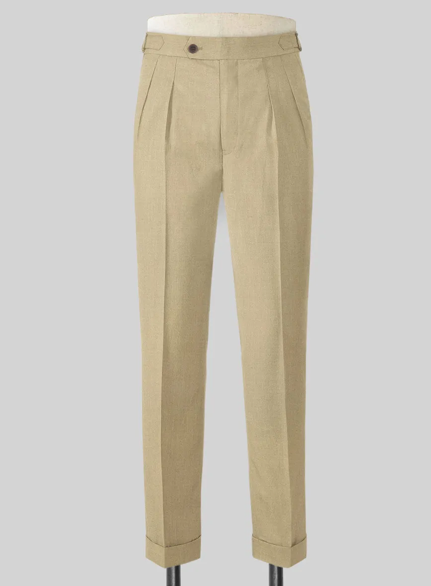 Stretch Beige Wool Highland Trousers