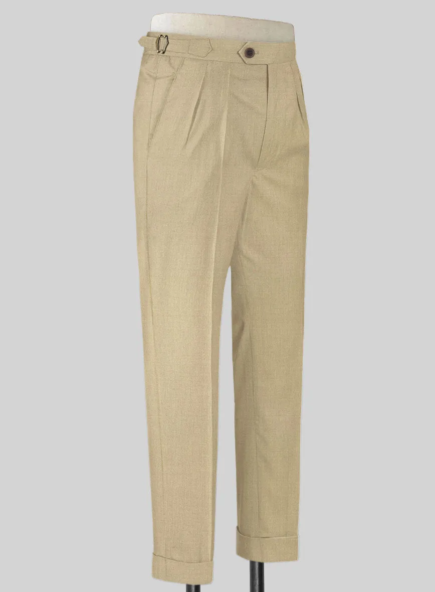 Stretch Beige Wool Highland Trousers