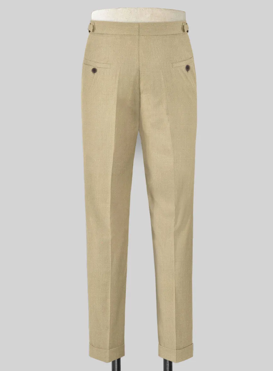 Stretch Beige Wool Highland Trousers
