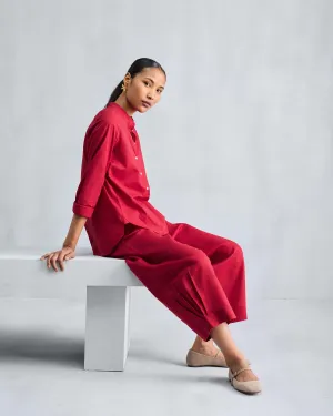 The Mandarin Collar Set - Red