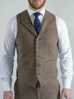 Torre Elton Tweed Men's Brown 100% Donegal Wool Tweed Waistcoat