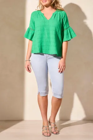 Tribal Ava Raglan Sleeve Blouse - Green Sea
