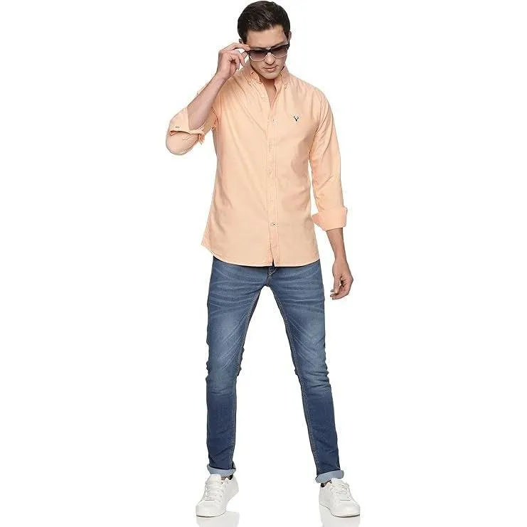U.S. ELK Boys' and Men's Long Sleeve Button Down Dress Shirts-Orange