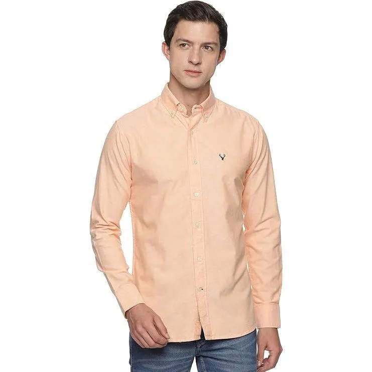 U.S. ELK Boys' and Men's Long Sleeve Button Down Dress Shirts-Orange