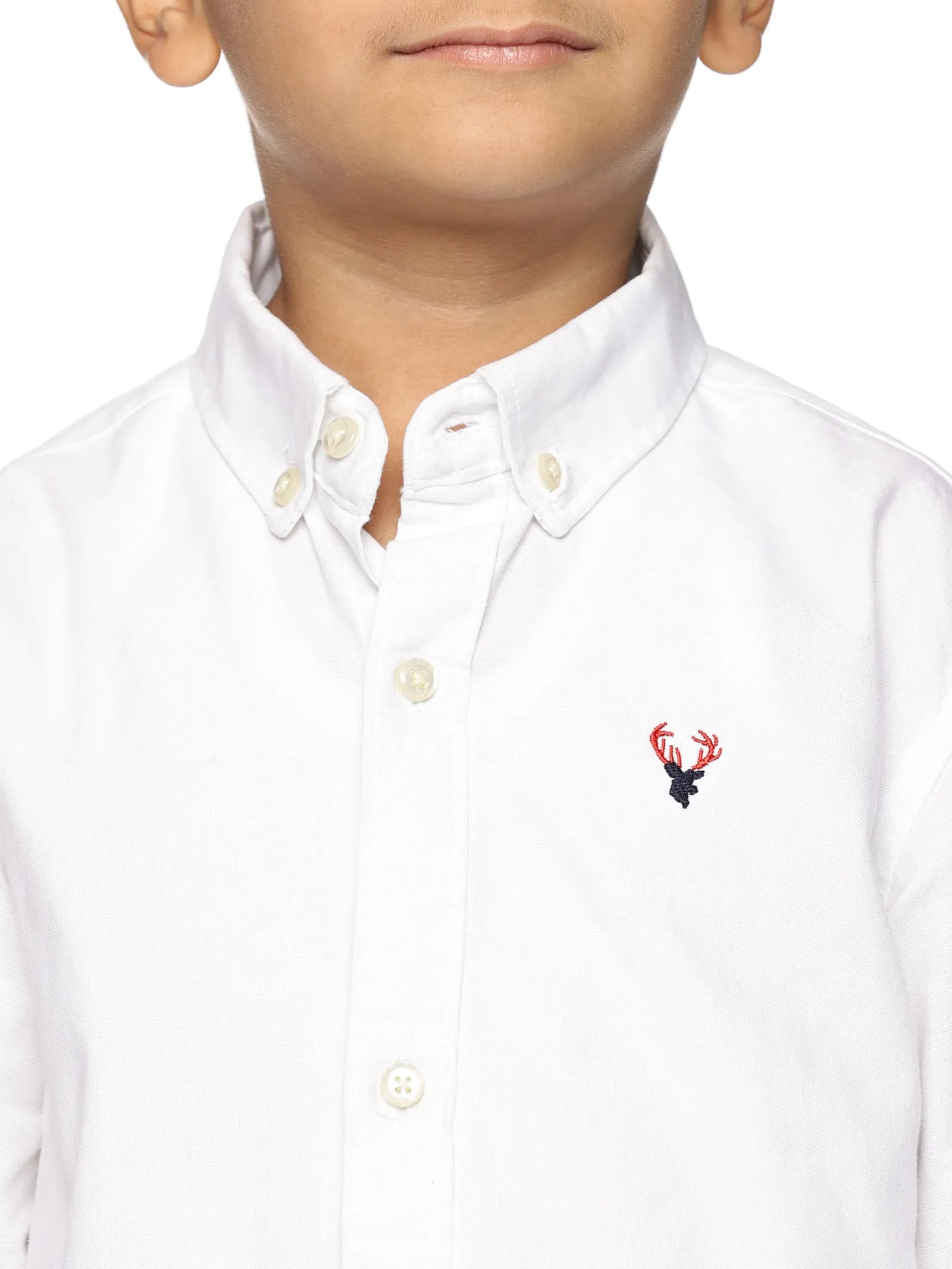U.S. ELK Boys' and Men's Long Sleeve Button Down Dress Shirts-Whte