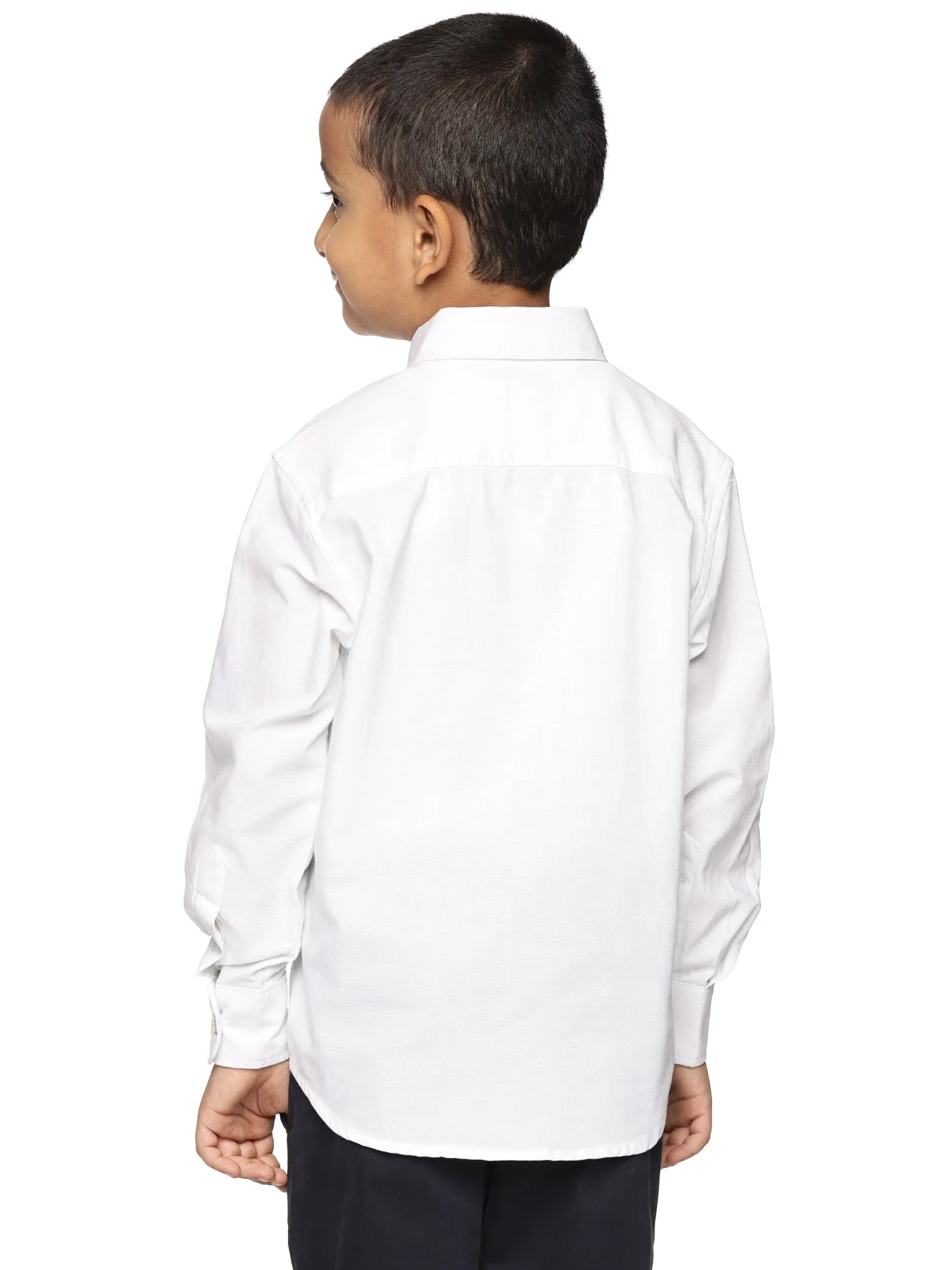 U.S. ELK Boys' and Men's Long Sleeve Button Down Dress Shirts-Whte