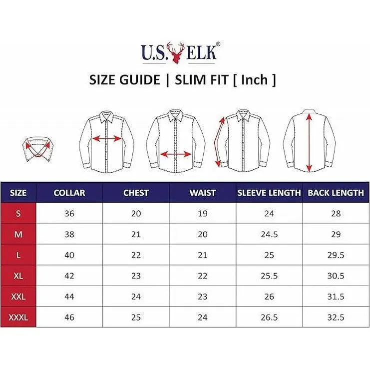 U.S. ELK Boys' and Men's Long Sleeve Button Down Dress Shirts-Whte