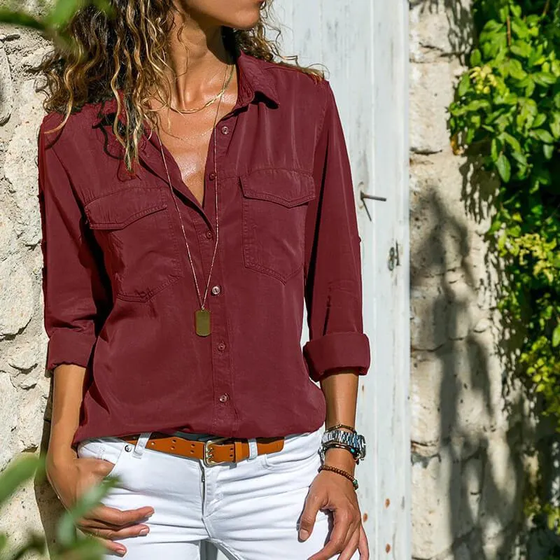 V-neck Long Sleeves T-shirt