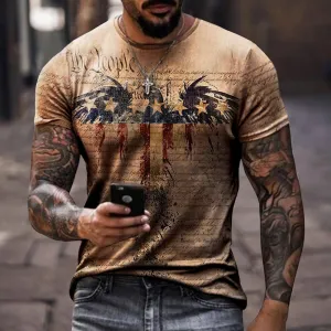 Vintage  Flag Badge Casual T-Shirt