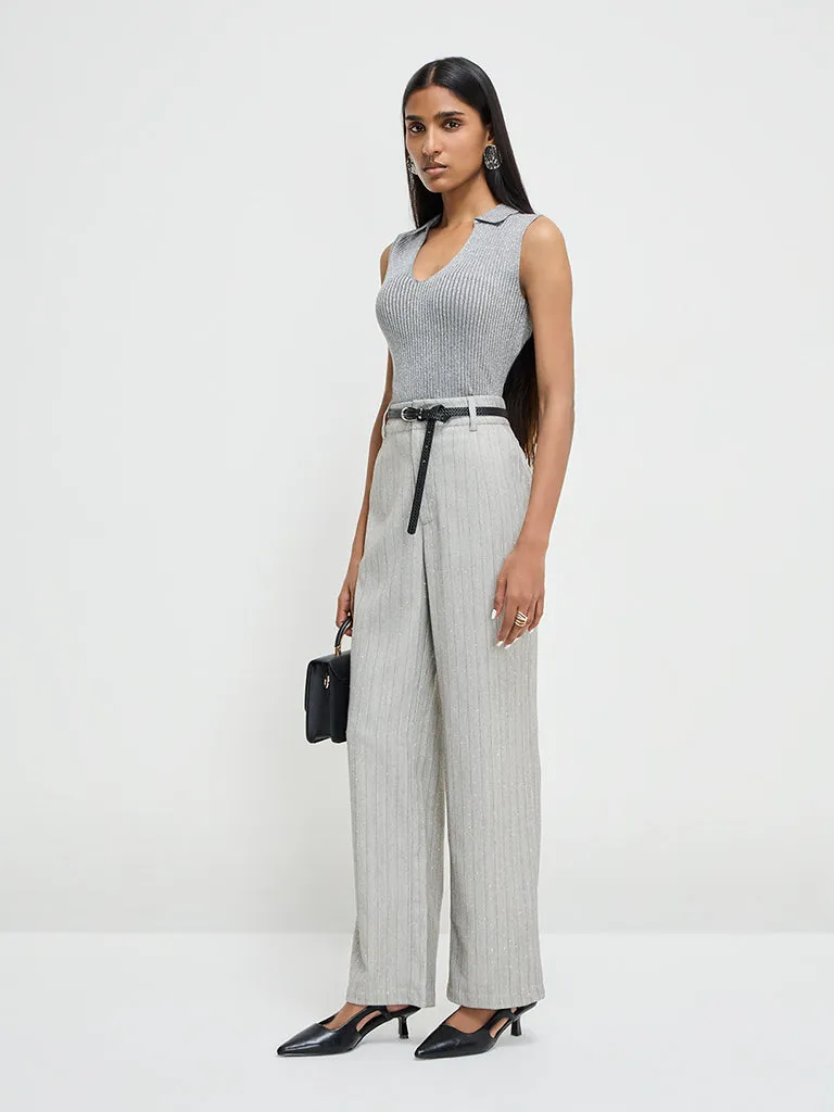 Wardrobe Grey Ribbed Sweater