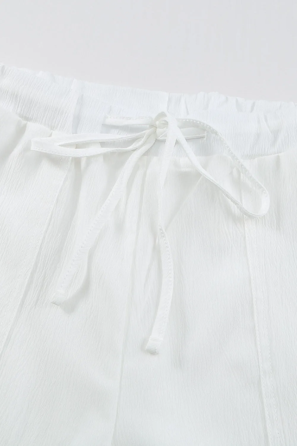 White Label Drawstring Waist Crinkled Wide Leg Pants