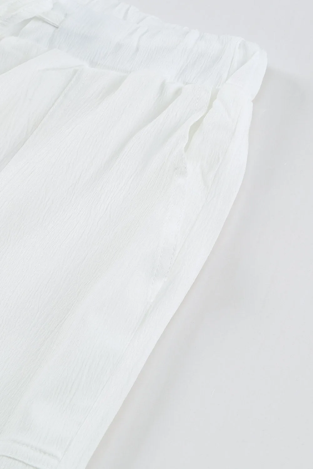 White Label Drawstring Waist Crinkled Wide Leg Pants