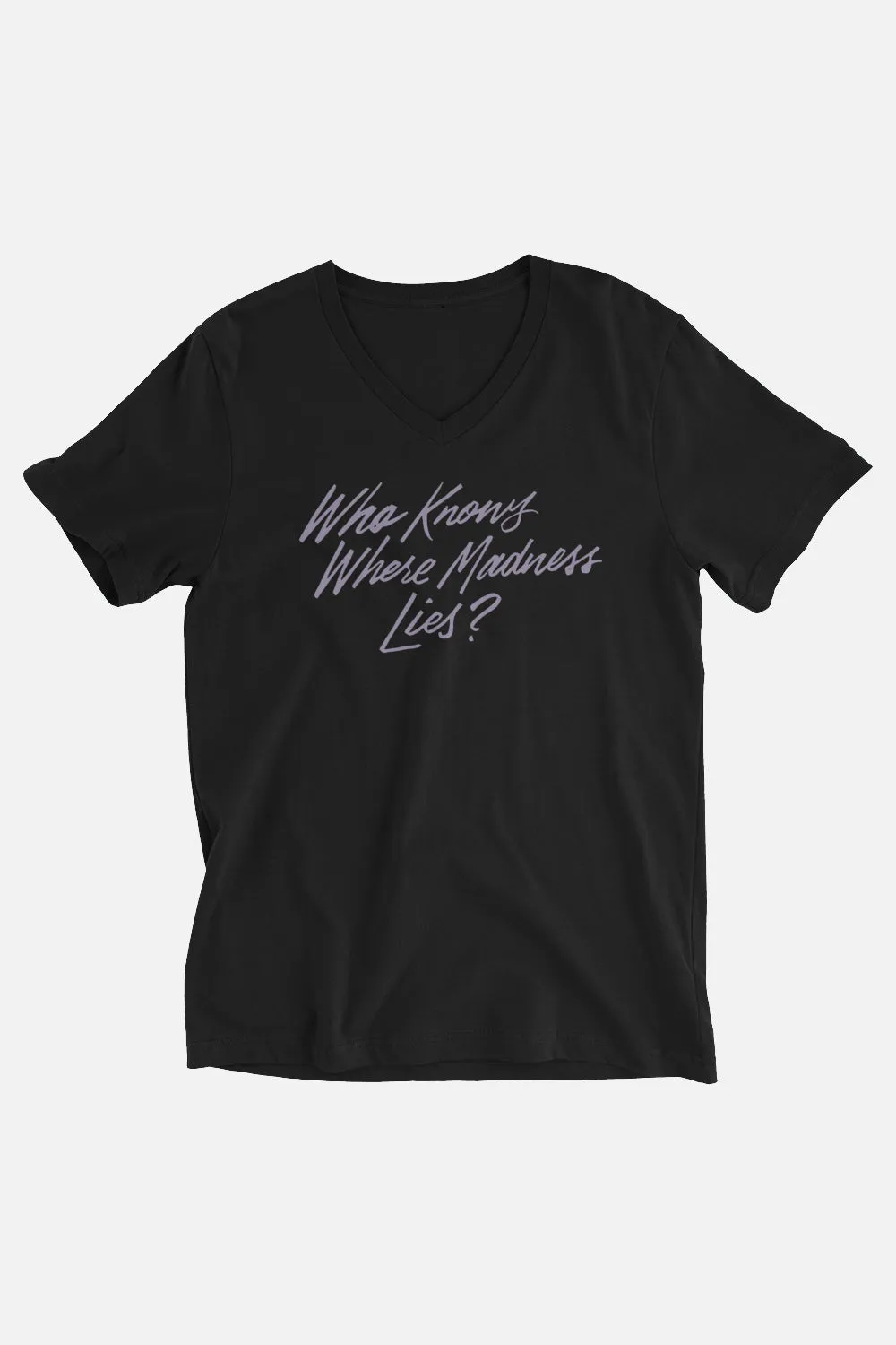 Who Knows Where Madness Lies? Unisex V-Neck T-Shirt | Don Quixote