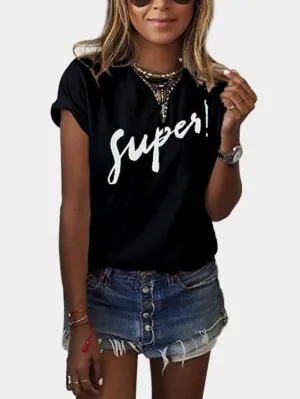 Wholesale Round Neck Letter Short Sleeve Tee