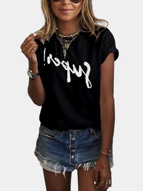 Wholesale Round Neck Letter Short Sleeve Tee