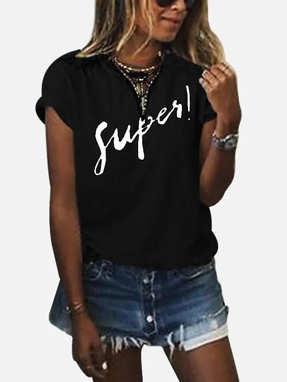 Wholesale Round Neck Letter Short Sleeve Tee