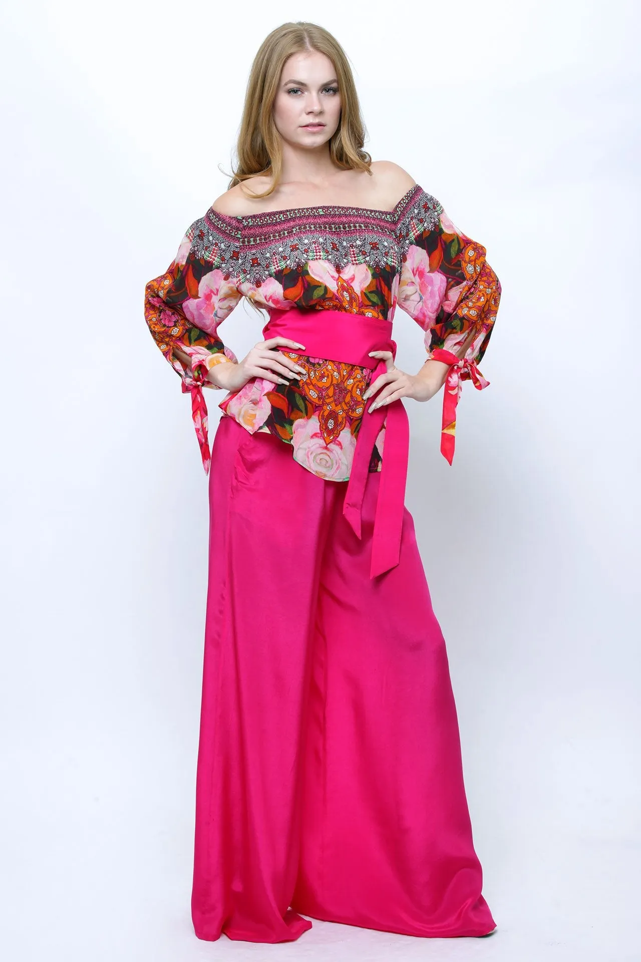 Wide Leg Solid Pink Palazzo Pants