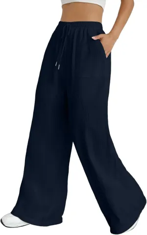 Women's Cotton Linen Summer Drawstring Pants Low Waist Bootcut Slim-Fit Pants Travel