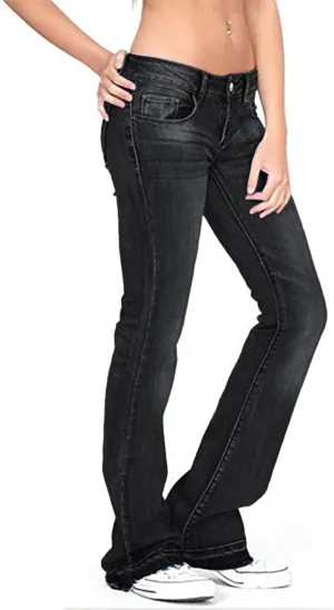 Womens Flare Jeans High Waisted Wide Leg Baggy Stretchy Skinny Destroyed Straight Leg Ankle Denim Pants Bell Bottom