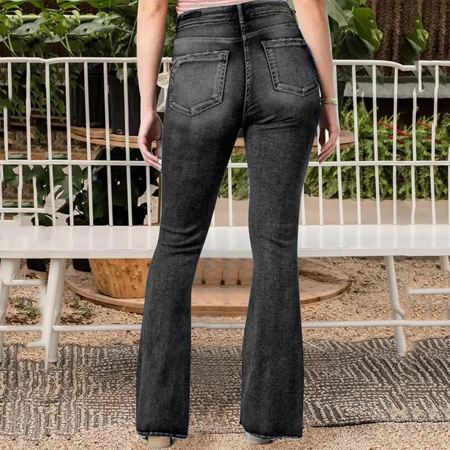 Womens Flare Jeans High Waisted Wide Leg Baggy Stretchy Skinny Destroyed Straight Leg Ankle Denim Pants Bell Bottom