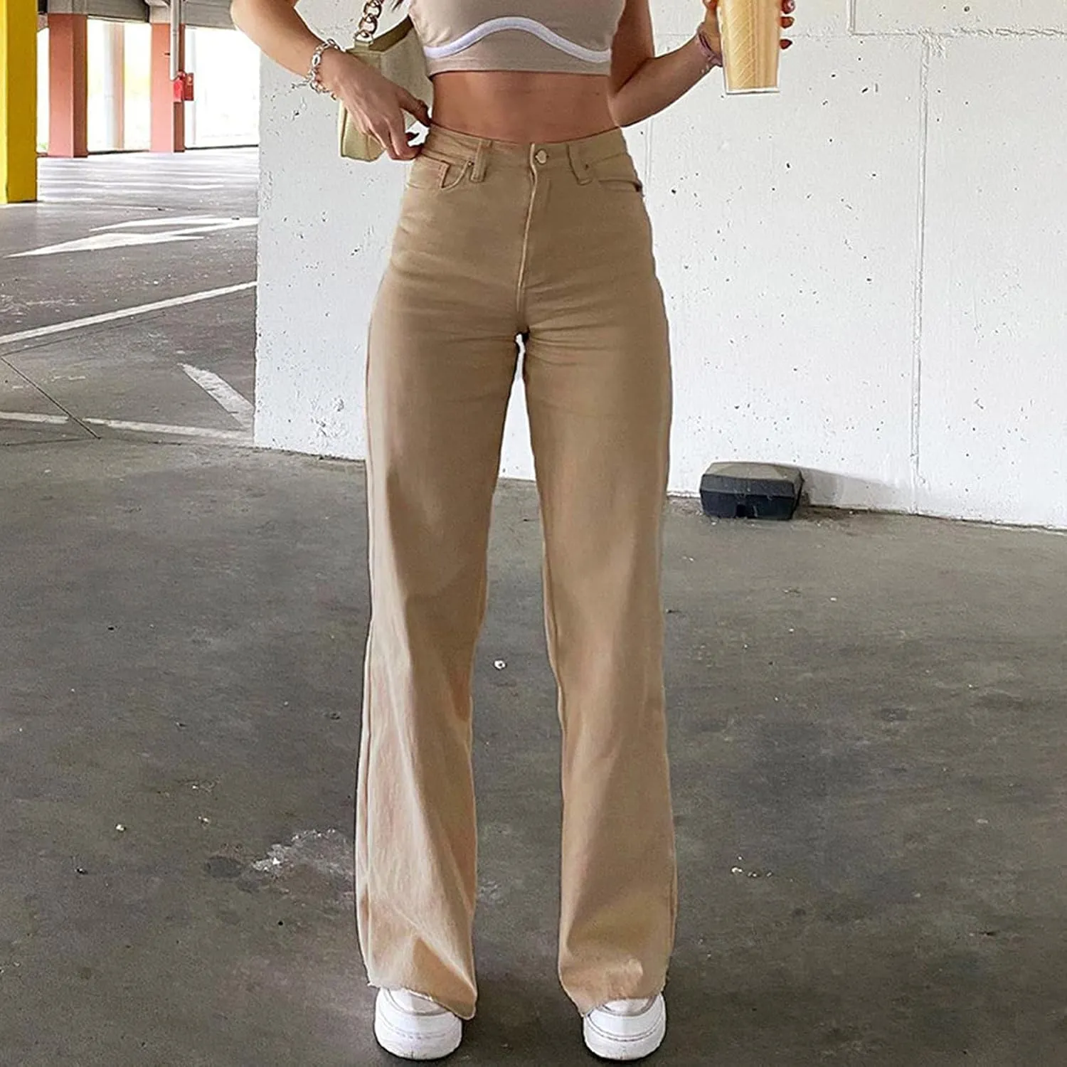 Womens High Waisted Jeans Y2K Stretch Skinny Flare Leg Denim Pants Slim Trousers Aesthetic Bell Bottom Pants
