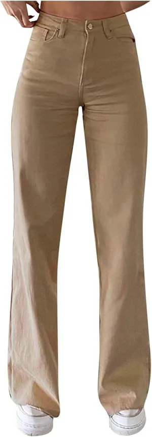 Womens High Waisted Jeans Y2K Stretch Skinny Flare Leg Denim Pants Slim Trousers Aesthetic Bell Bottom Pants