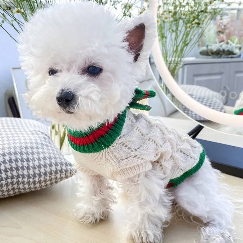 Wooden Button Knit Dog Sweater