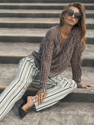 Yusi Striped Trousers -Blue Mix